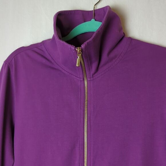 Charter Club Athletic Wear Cotton Purple Knit Jacket 1X - Picture 2 of 7